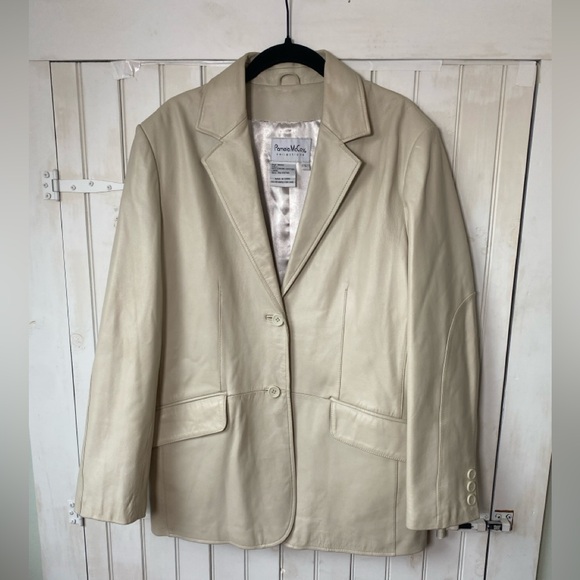 Pamela McCoy Jackets & Blazers - Pamela McCoy Leather Jacket Cream Size Large